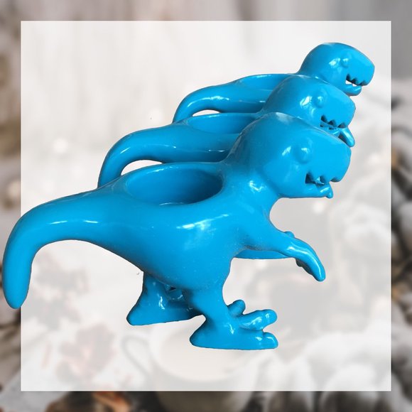 Set of 3 - CB2 Blue Dinosaur (T-Rex) Tea Light Candle Holders ๐ฆ - Picture 3 of 6